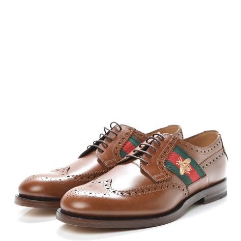 gucci calfskin mens shoe web bee brogue lace-up oxfords|Men's Gucci Derby shoes .